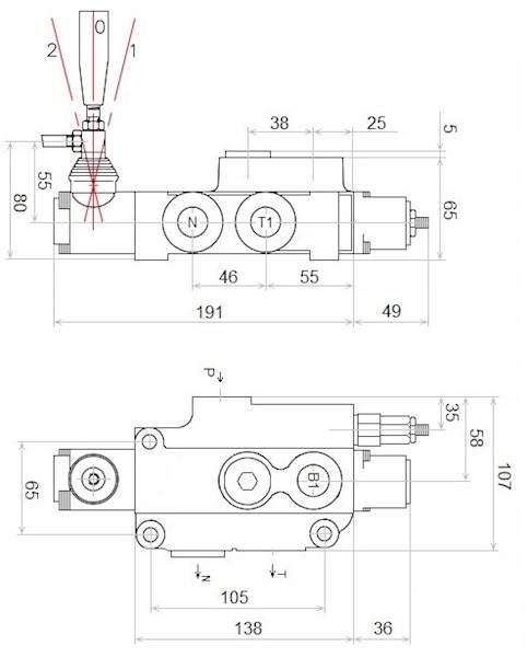ROZDZIELACZ HYDRAULICZNY 1 SEKCYJNY 80L NURNIK