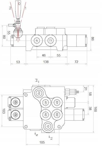 ROZDZIELACZ HYDRAULICZNY 2 SEK 80L + SEK PŁYWAJĄCA