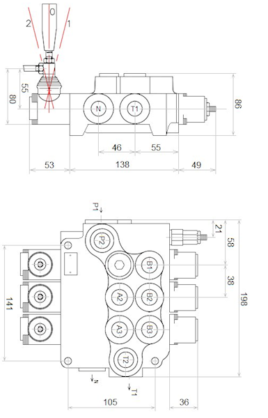 ROZDZIELACZ HYDRAULICZNY 3 SEKCYJNY 80L + NURNIK