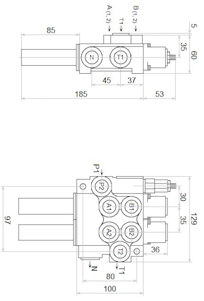ROZDZIELACZ HYDRAULICZNY 2 SEKCYJNY 40L STEROWANY LINKAMI