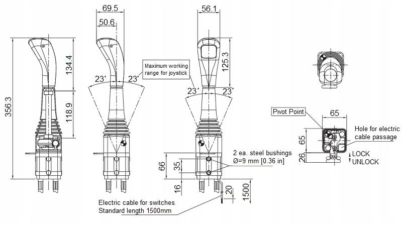 JOYSTICK NA LINKI Z KULKĄ DO ROZDZIELACZA P40 P80