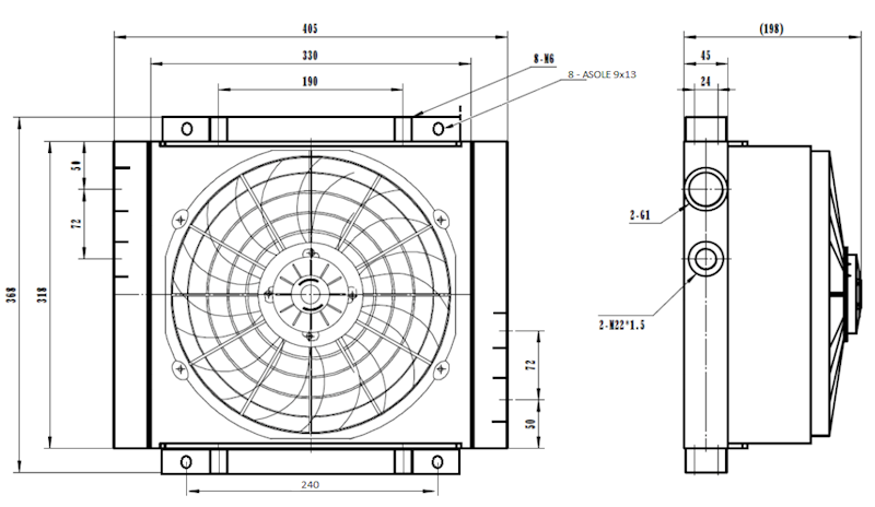 CHŁODNICA OLEJU 130 L 12V Z WENTYLATOREM C-AL-6.0 ST60
