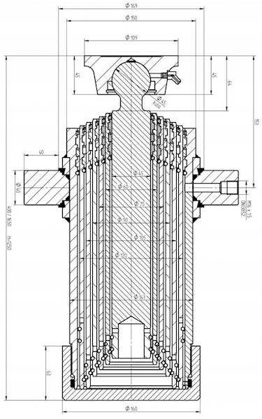 SIŁOWNIK HYDRAULICZNY WYWROTU TŁOK SKOK 1250 NISKI