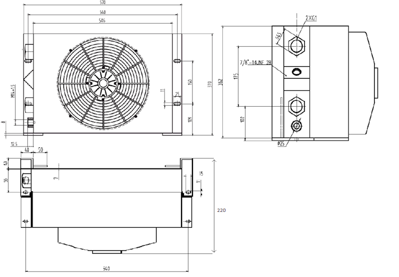 CHŁODNICA OLEJU 150L 24V + WENTYLATOR + TERMOSTAT