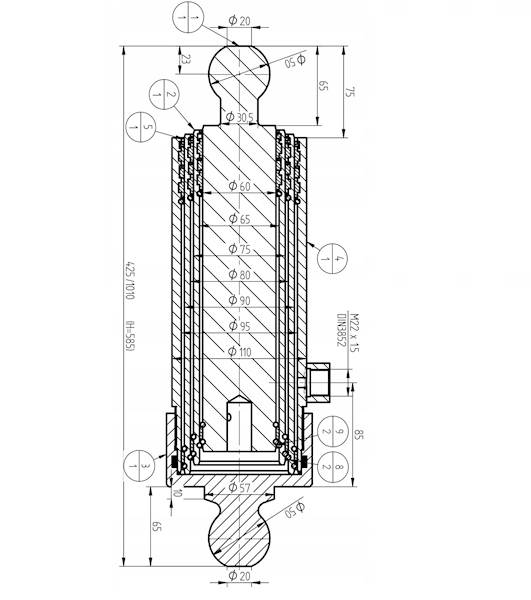 SIŁOWNIK HYDRAULICZNY HL 6011 8011 SKOK 580