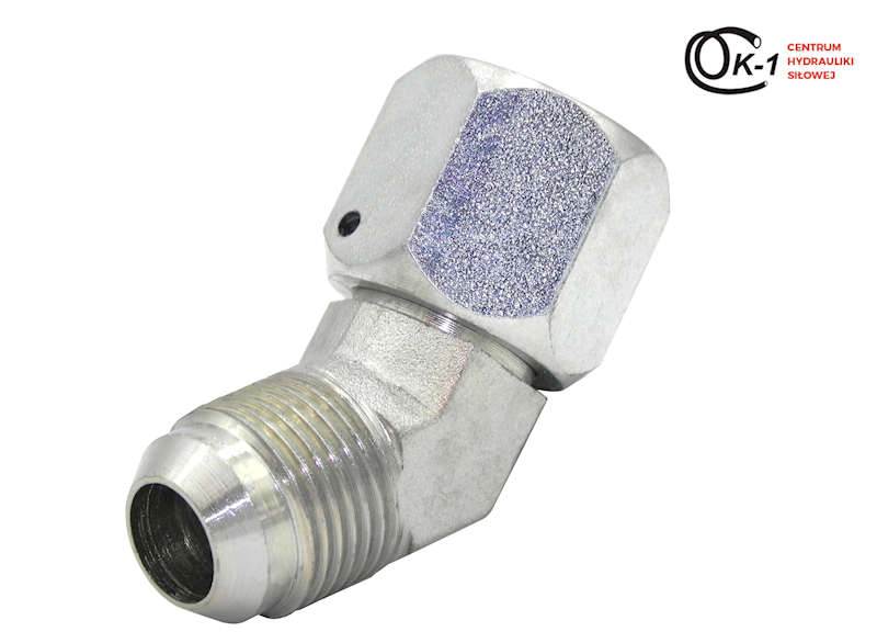 ZŁĄCZE KOLANO HYDRAULICZNE 45° UNF 3/4'' Z NAKRĘTKĄ