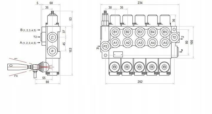 ROZDZIELACZ HYDRAULICZNY 5 SEKCYJNY 40L NURNIK