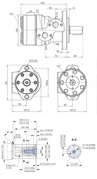 SILNIK HYDRAULICZNY BMR OMP SMR 315 cm3 WAŁEK SHD SAE 6B