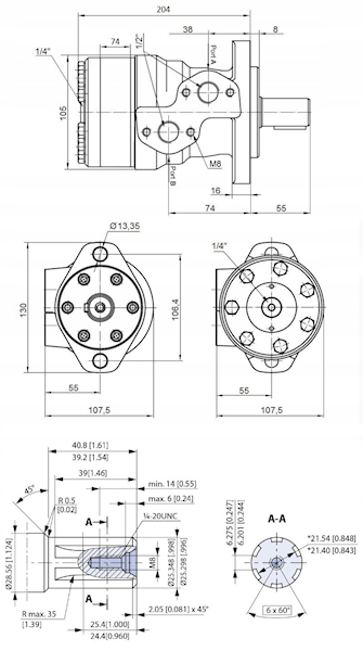 SILNIK HYDRAULICZNY BMR OMP SMR 400 cm3 WAŁEK SHD SAE 6B
