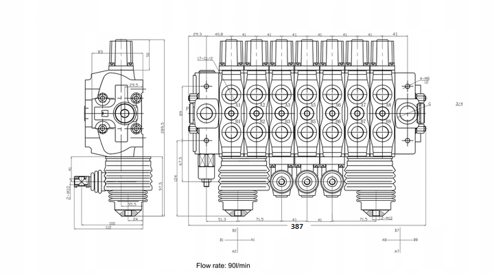 ROZDZIELACZ HYDRAULICZNY 7 SEKCYJNY DO MASZYN LEŚNYCH 90L