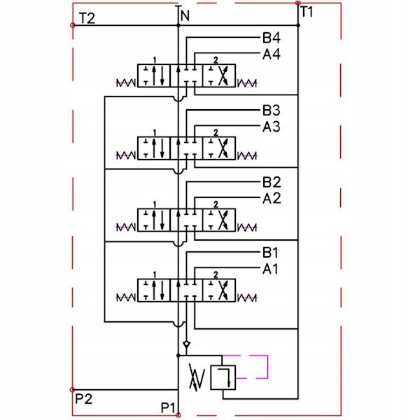 ROZDZIELACZ HYDRAULICZNY 4 SEKCJE 40L JOYSTICK