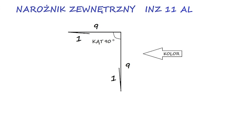 NAROŻNIK ZEWNĘTRZNY INZ11 ALUMINIUM KOLOR
