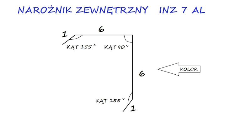 NAROŻNIK ZEWNĘTRZNY INZ7 ALUMINIUM KOLOR