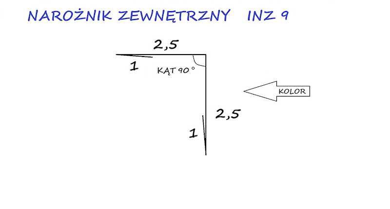 NAROŻNIK ZEWNĘTRZNY STAL INZ 9 BIAŁY 9010