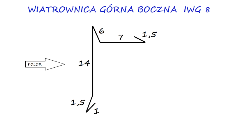 WIATROWNICA GÓRNA BOCZNA STAL IWG8 CZERWONA RR028