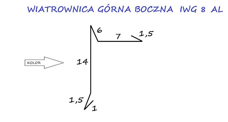WIATROWNICA GÓRNA BOCZNA ALU.IWG8 GRAFIT 7021