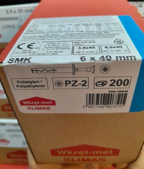 Kołek rozp. 6 x 40  K  200 szt. 