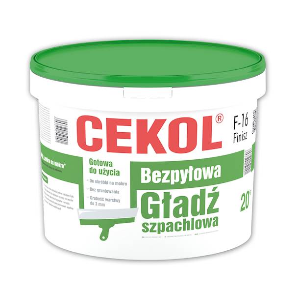 CEKOL F16 Gotowa bezpyłowa gładź szpachlowa 20 KG