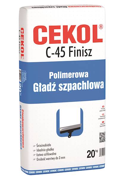 CEKOL C45 Szpachla Gipsowa Biała 20 kg FINISZ
