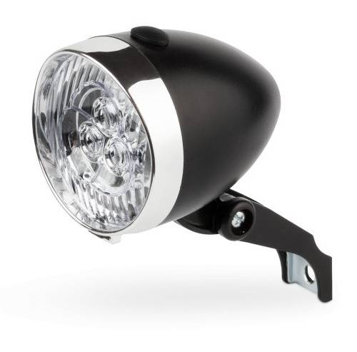 Lampka rowerowa przednia retro LED czarna