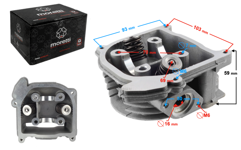 Głowica cylindra GY6 4T 50cc długie zawory