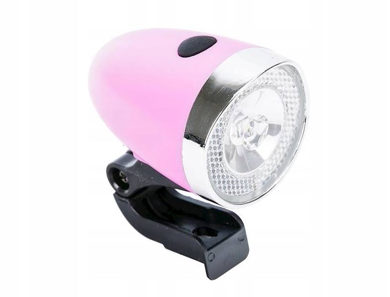 Lampa przód różowa bateryjna 1 Led 20 Lm.