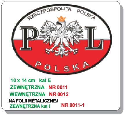 Naklejka na samochód   PL     nr. 0011