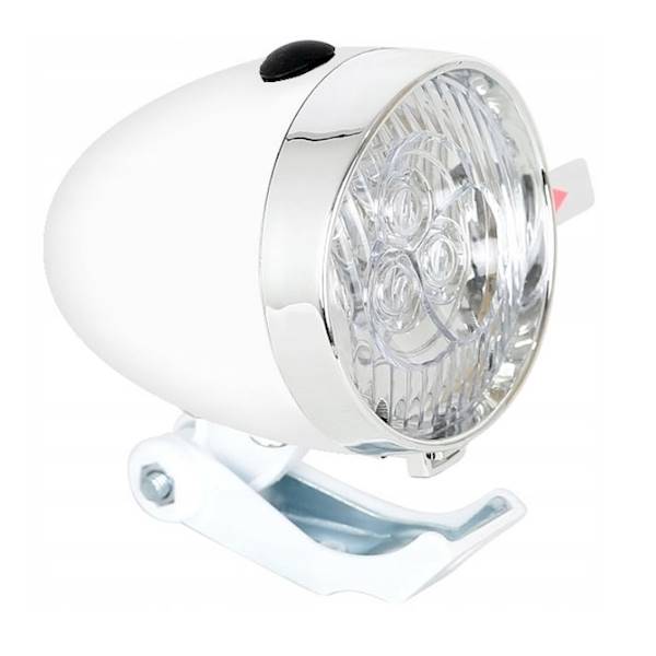 Lampka rowerowa przednia retro LED biała