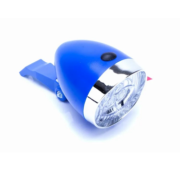 Lampa rowerowa przednia retro LED niebieska