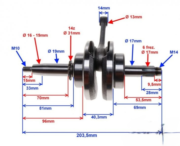Wał korbowy  4T   biegowy 