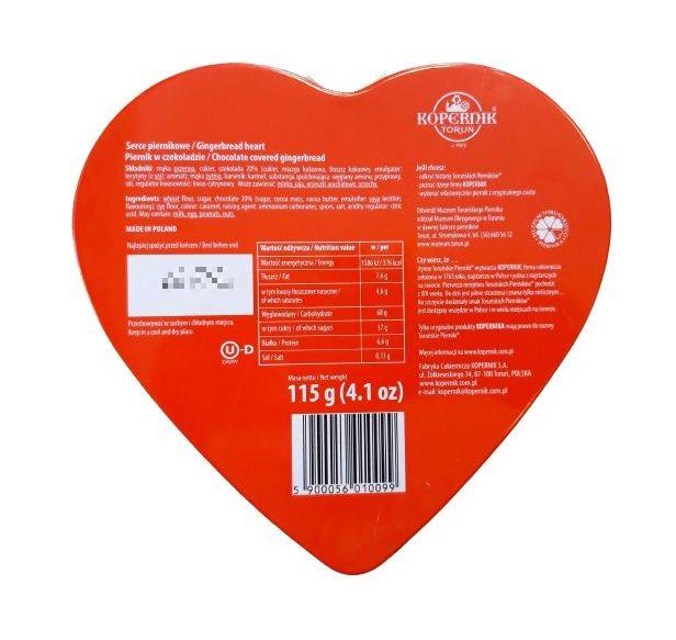 TP Serce piernikowe 115g CZERWONA puszka