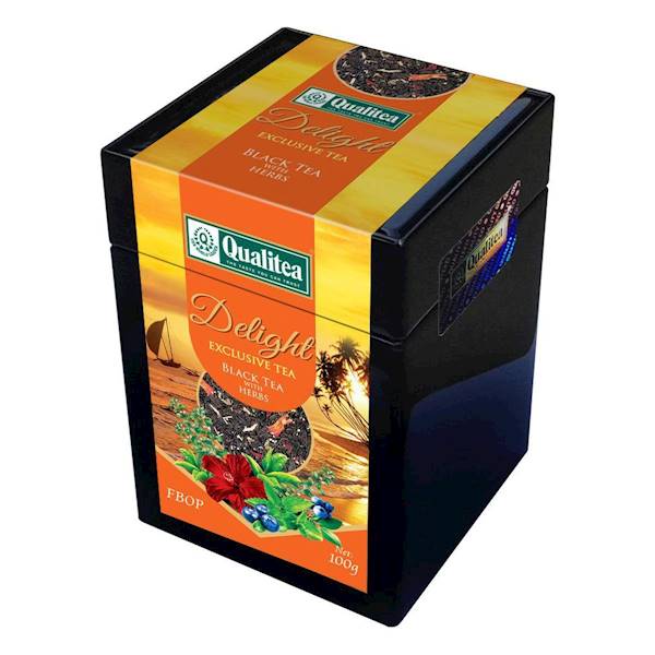 QUALITEA Czarna herbata z ziołami 100g puszka