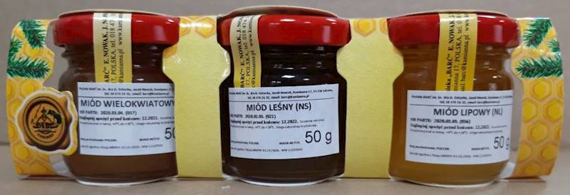Miód Barć Zestaw 3x50g akacja/spadź igl./wielokw.