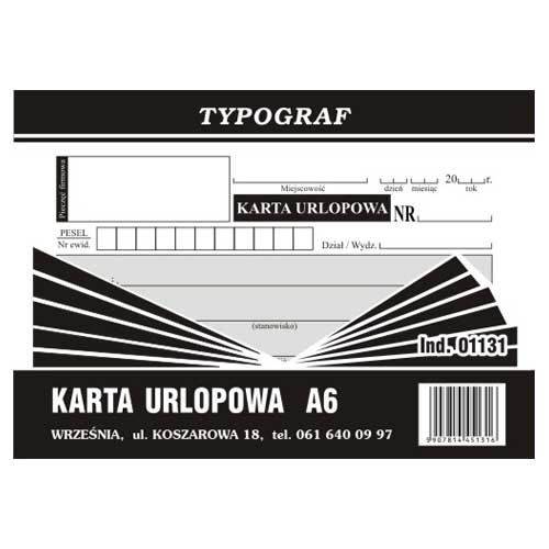 Druk karta urlopowa samokop. A6 / TYP