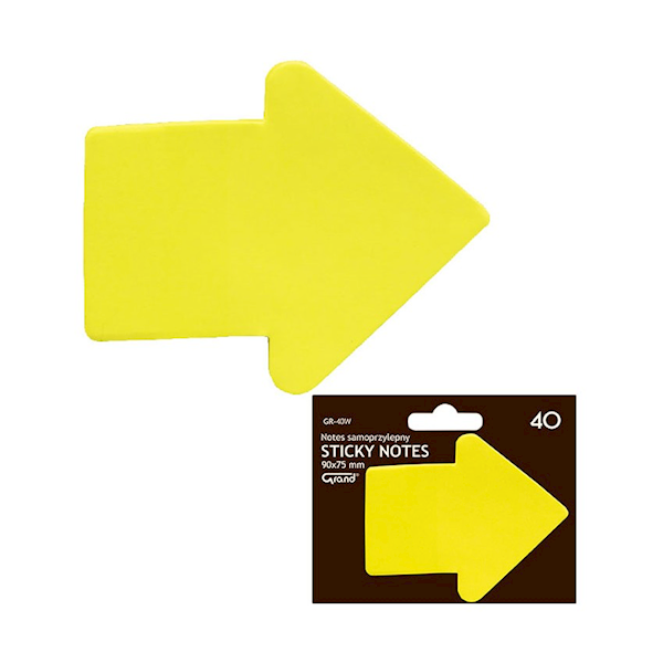 Notes samoprz. 90x75 mm strzałka żółta GR-40W