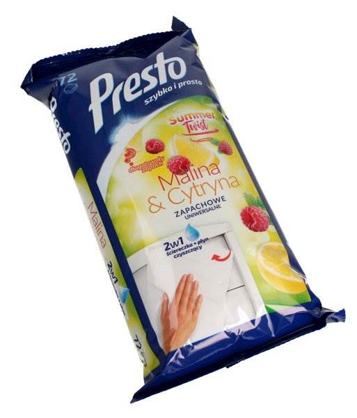 Chusteczki czyszczące Presto do różnych pow. 72szt