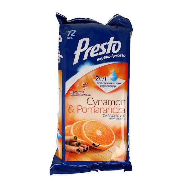 Chusteczki czyszczące Presto do różnych pow. 72szt