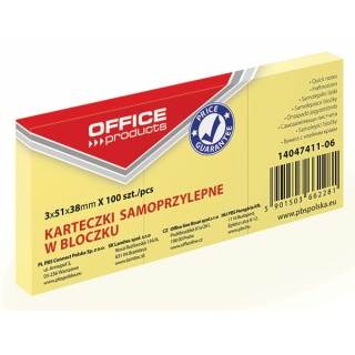Notes samoprz. 51x38 mm OFFICE PROD. żółty a'3 szt