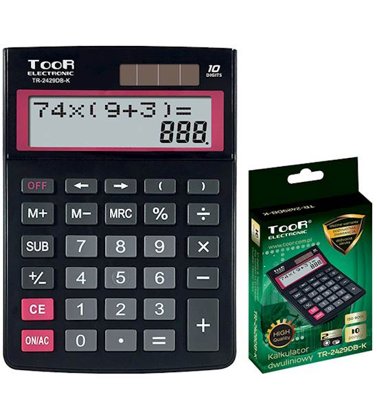 Kalkulator TOOR TR 2429DB-K 10 poz. dwuwier