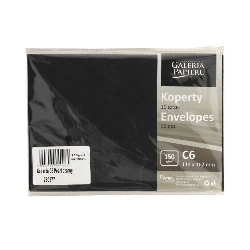 Koperta C6 Pearl czarny 150 g a'10 szt.