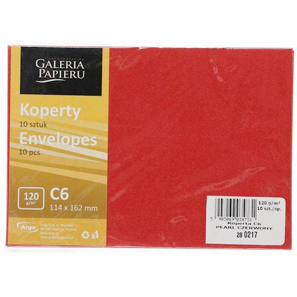 Koperta C6 Pearl czerwony 120 g a'10 szt.