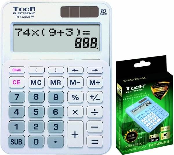 Kalkulator TOOR dwuliniowy TR 1223DB-W biały
