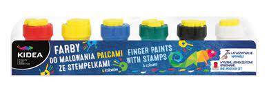 Farby do malowania palcami 6 kol.ze stempel.KIDEA