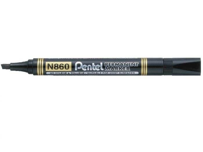 Marker perm. PENTEL N860 ścięty czarny