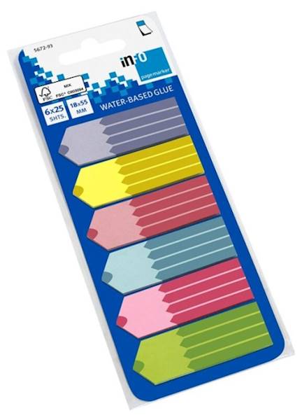 Zakładki ind. INFO 18x55mm PENCILS 6 kol. TIERRA 