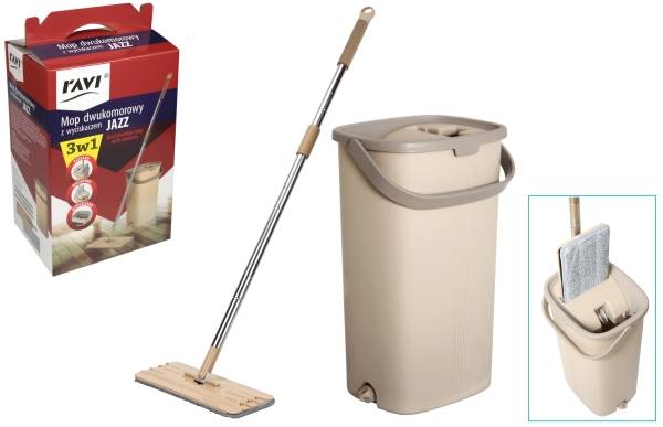 Mop płaski z wyciskaczem JAZZ zestaw RAVI