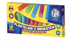 Plastelina 12 kol. brokatowa ASTRA