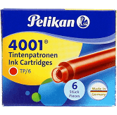 Naboje PELIKAN a'6 szt. czerwone krótkie