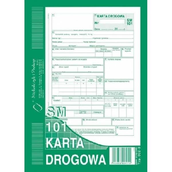 Druk karta drogow.A5 SM 101 numerowana 802-3-N /MI