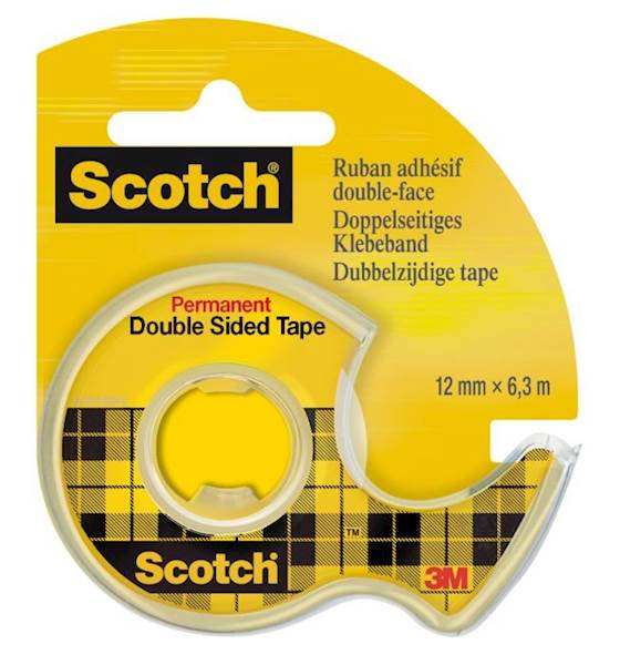 Taśma Scotch dwustr.przyl. 12mmx6,3m z podajnikiem